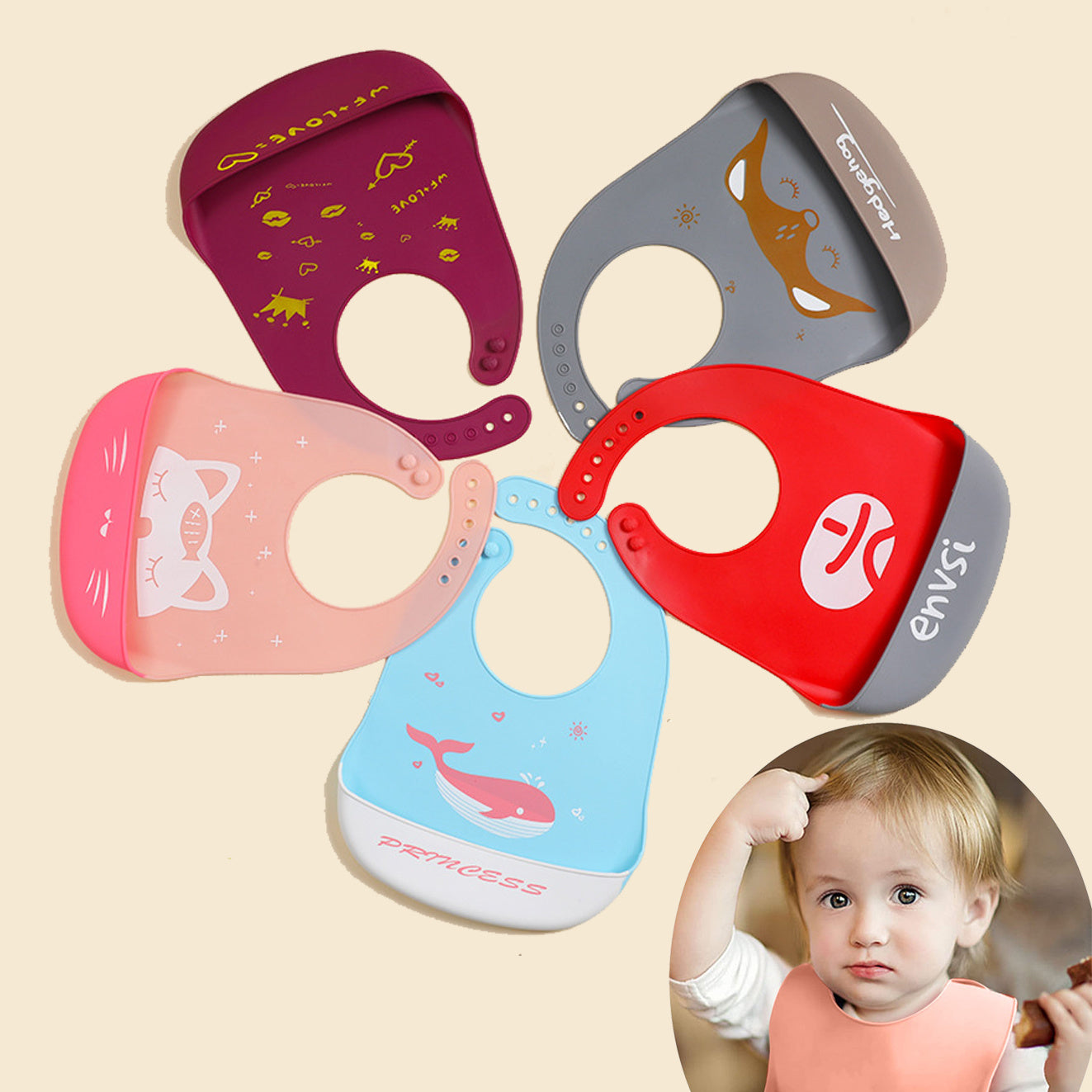 Waterproof Soft Baby Silicone Bibs